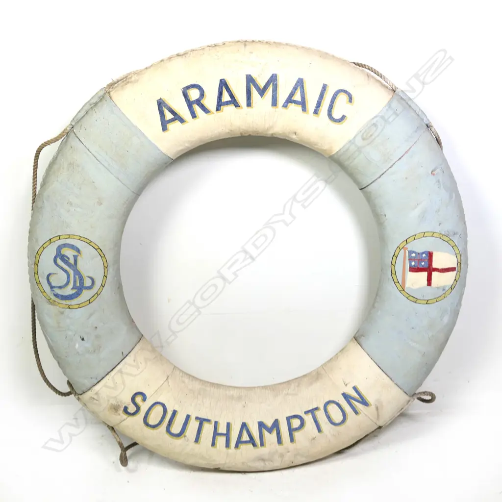 SHIPS VINTAGE LIFEBUOY - 'ARAMAIC SOUTHHAMPTON', DIA. 770MM Image 1++