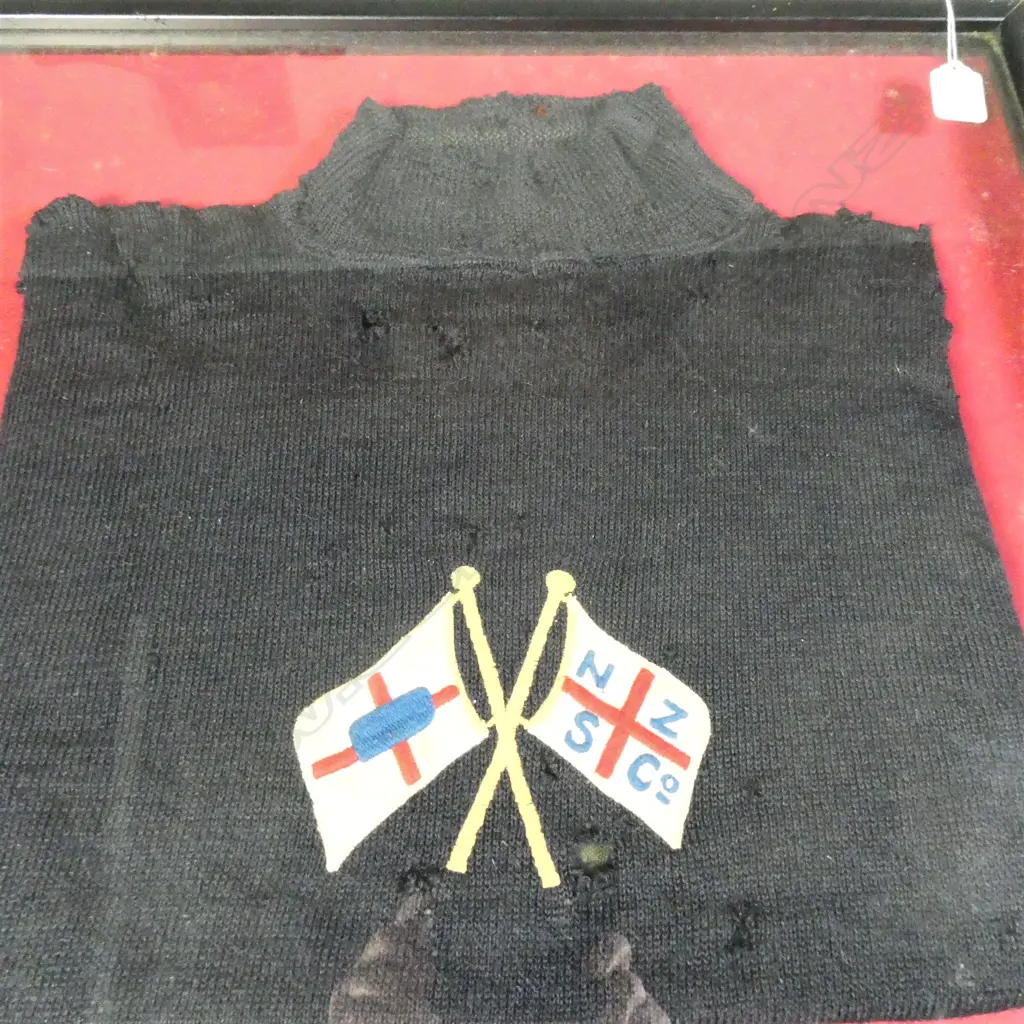 EARLY 20thC NZSCo SEAMAN'S BLUE JERSEY FRAMED Image 1++