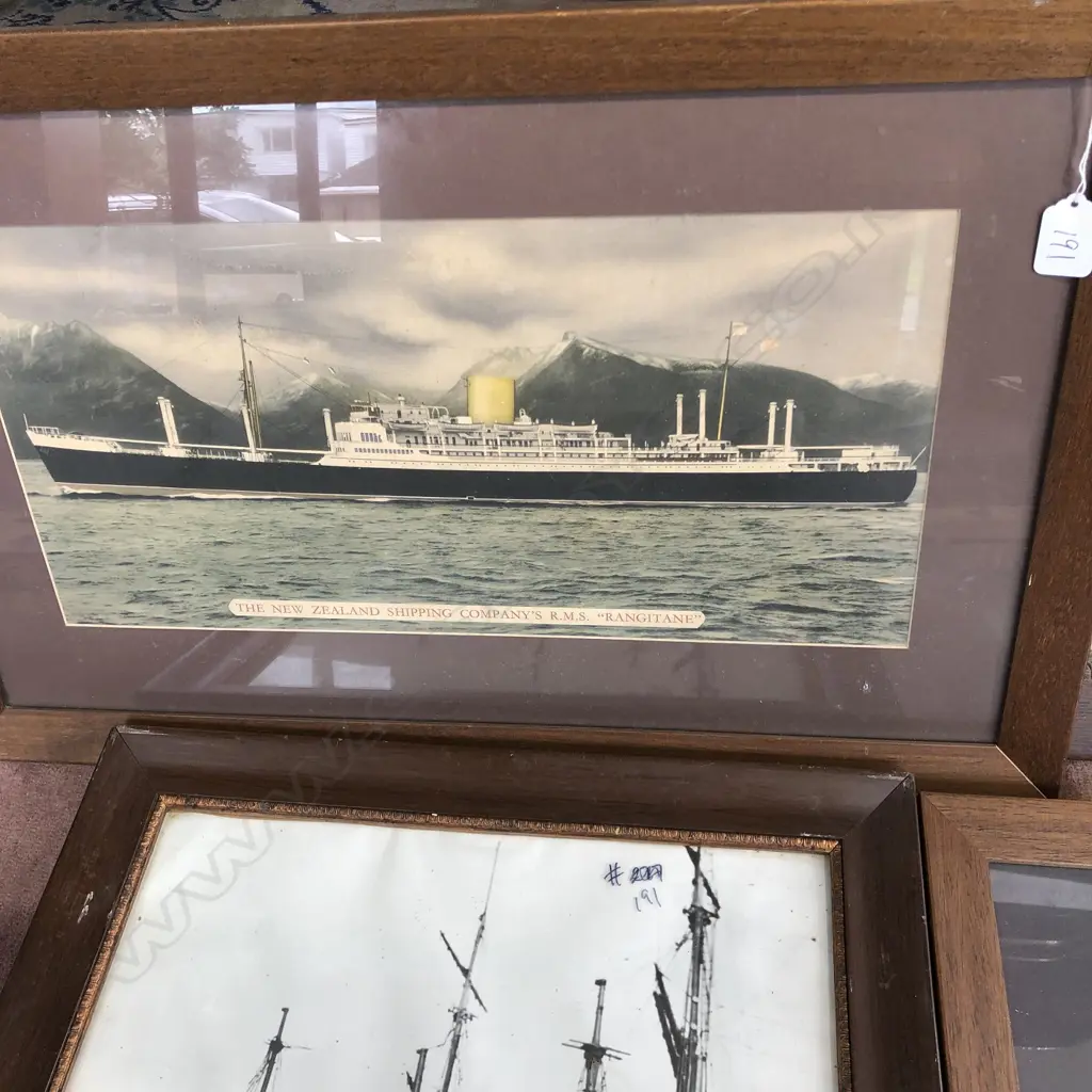 4 OLD FRAMED SHIPPING PHOTOS & PRINTS INCL. SURVIVING OFFICERS & CREW SS WAIRARAPA 1894 - LARGEST 380 X 500MM Image 1++