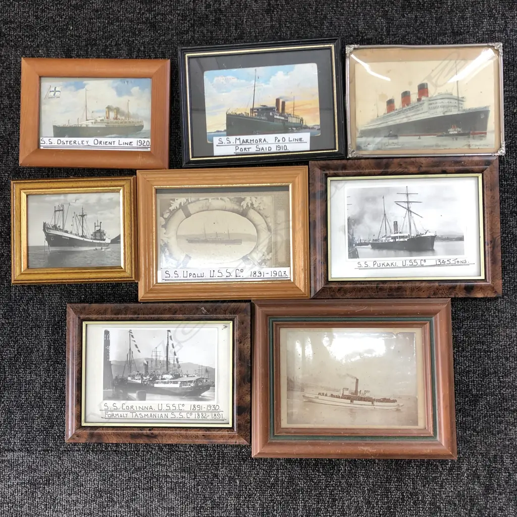 8 ASST FRAMED OLD SHIPS INCL. PATEKE. LARGEST FRAME 260 X 200MM Image 1++