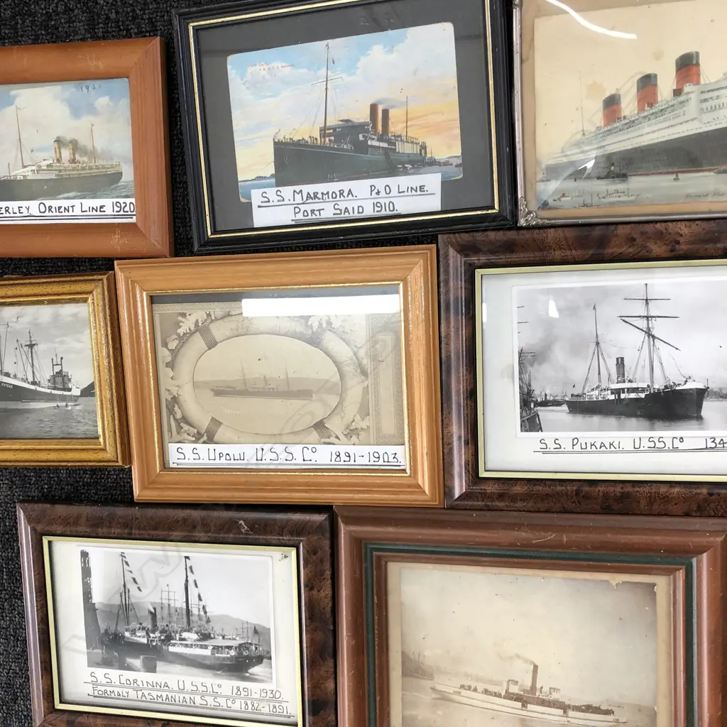 8 ASST FRAMED OLD SHIPS INCL. PATEKE. LARGEST FRAME 260 X 200MM Image 1++