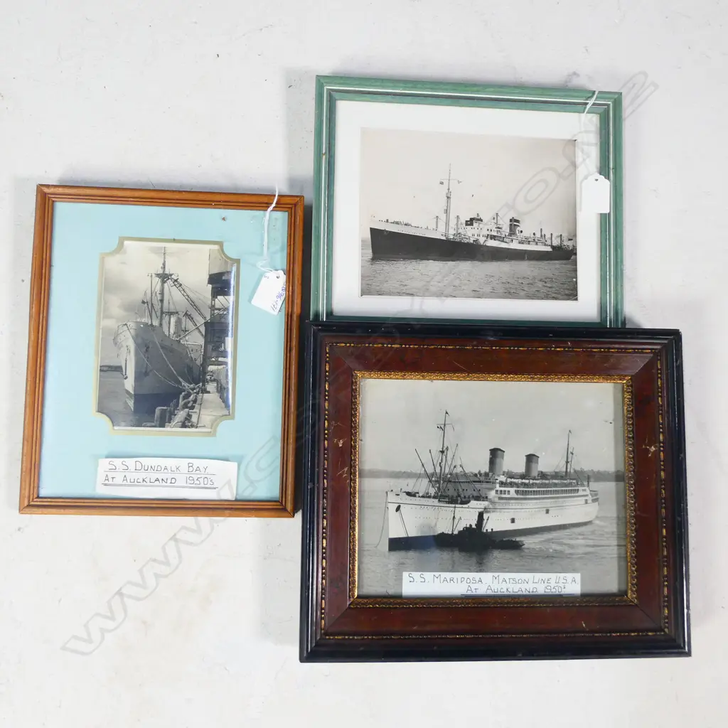 3 OLD B&W SHIP PHOTO'S FRAMED: S.S.MARAPOSA... Image 1++