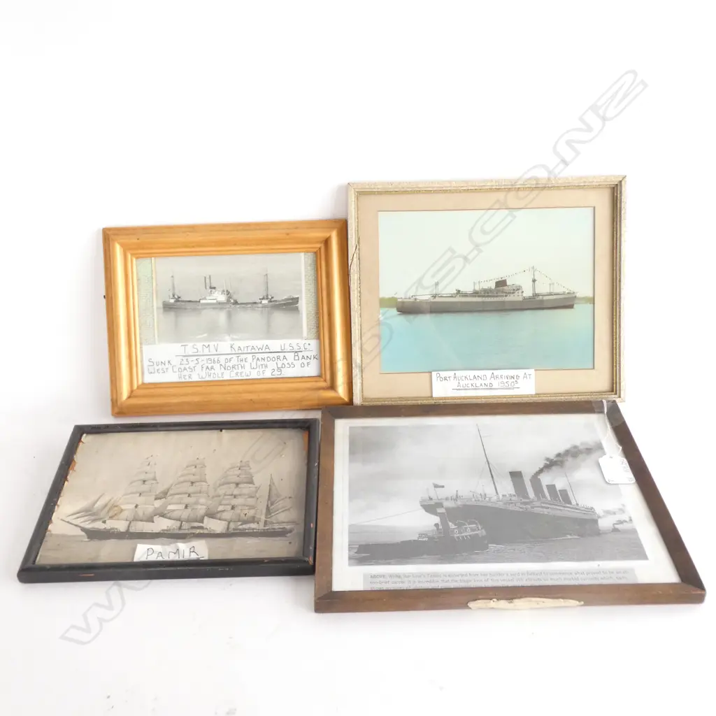 4 SM NAUTICAL THEMED PRINTS / PHOTOS INC. TITANIC / PORT AUCKLAND C1950'S  LARGEST 270 X 220MM Image 1++