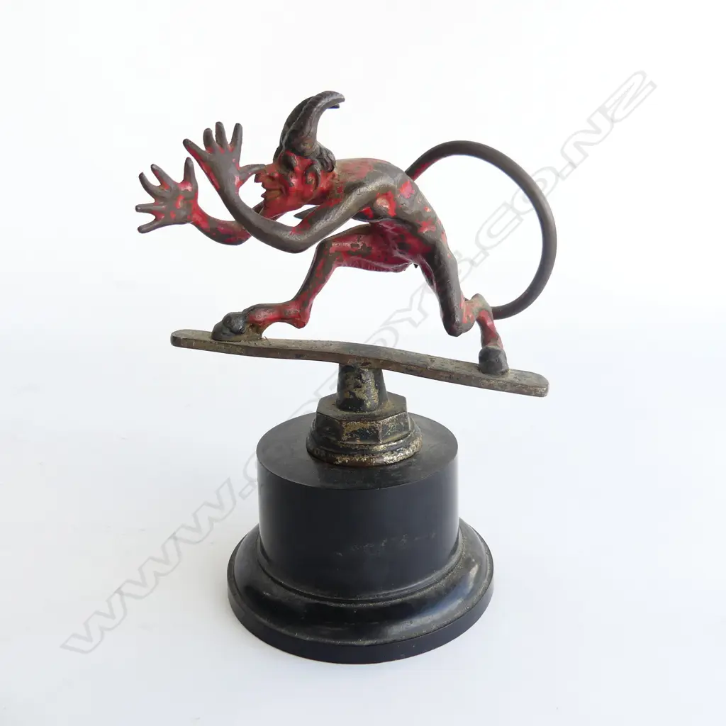 Early 20thC car mascot as a devil repaired tail, Image 1++