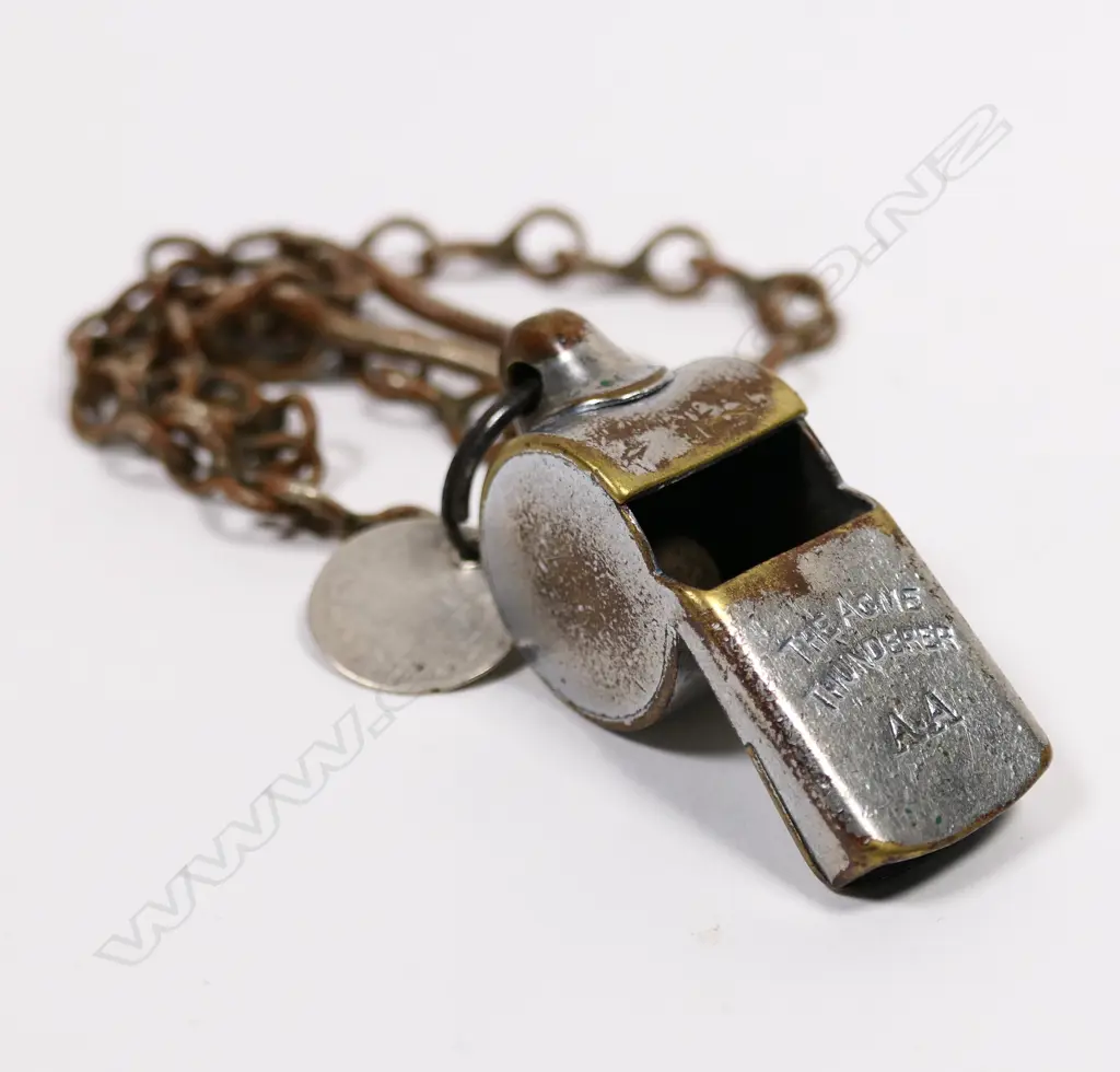 1920's/30's AA traffic control whistle & chain, Image 1++