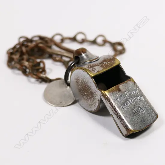 1920's/30's AA traffic control whistle & chain,