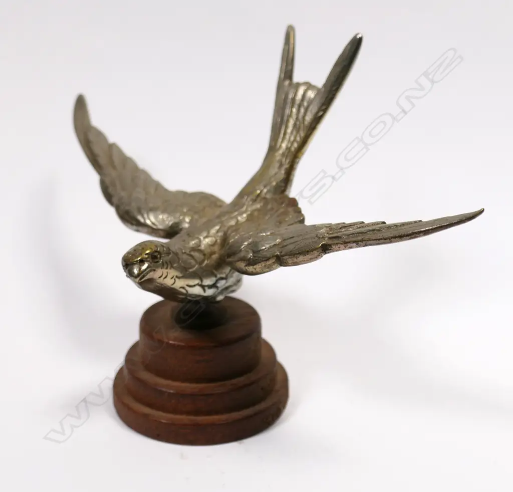 Chromed early 20thC swallow (bird) car mascot, Image 1++
