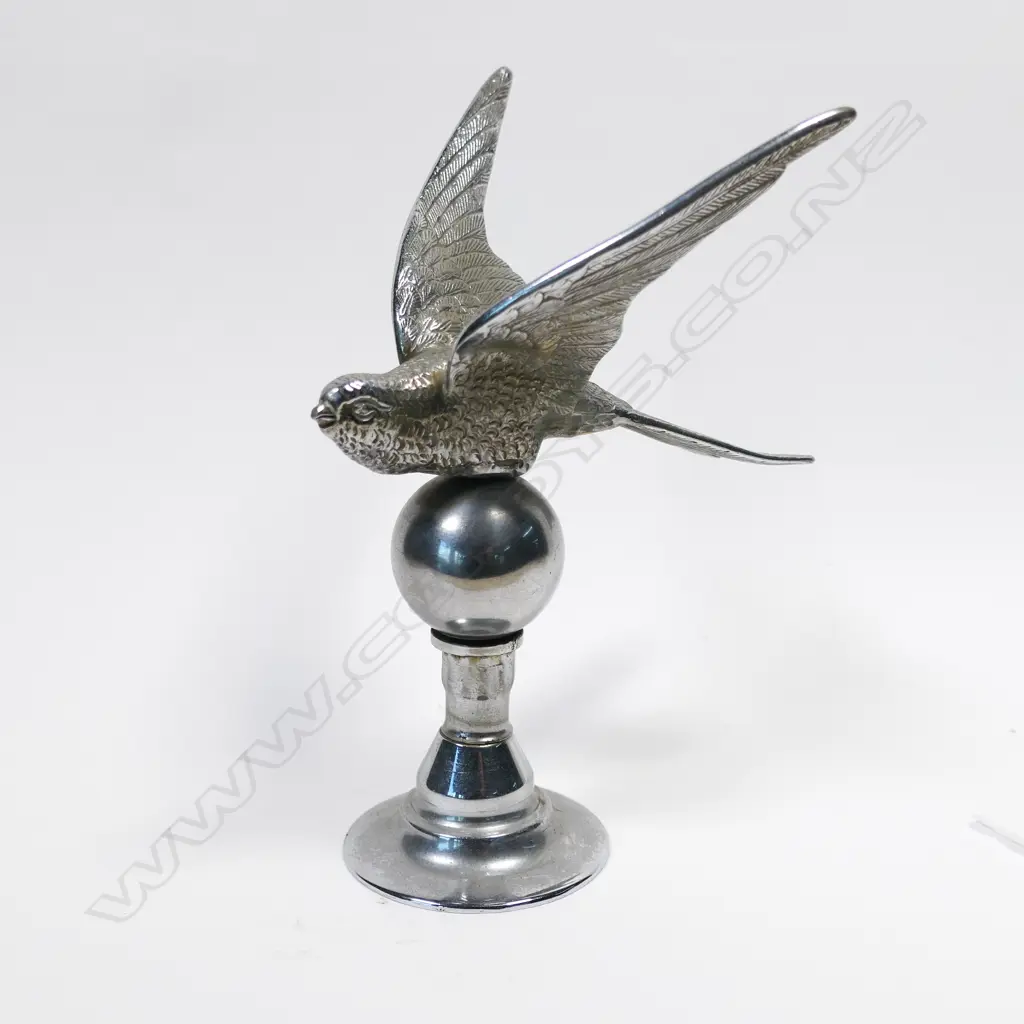 Chromed early 20thC swallow (bird) car mascot, Image 1++