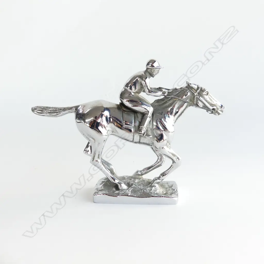 Chromed race horse and jockey car mascot, Image 1++