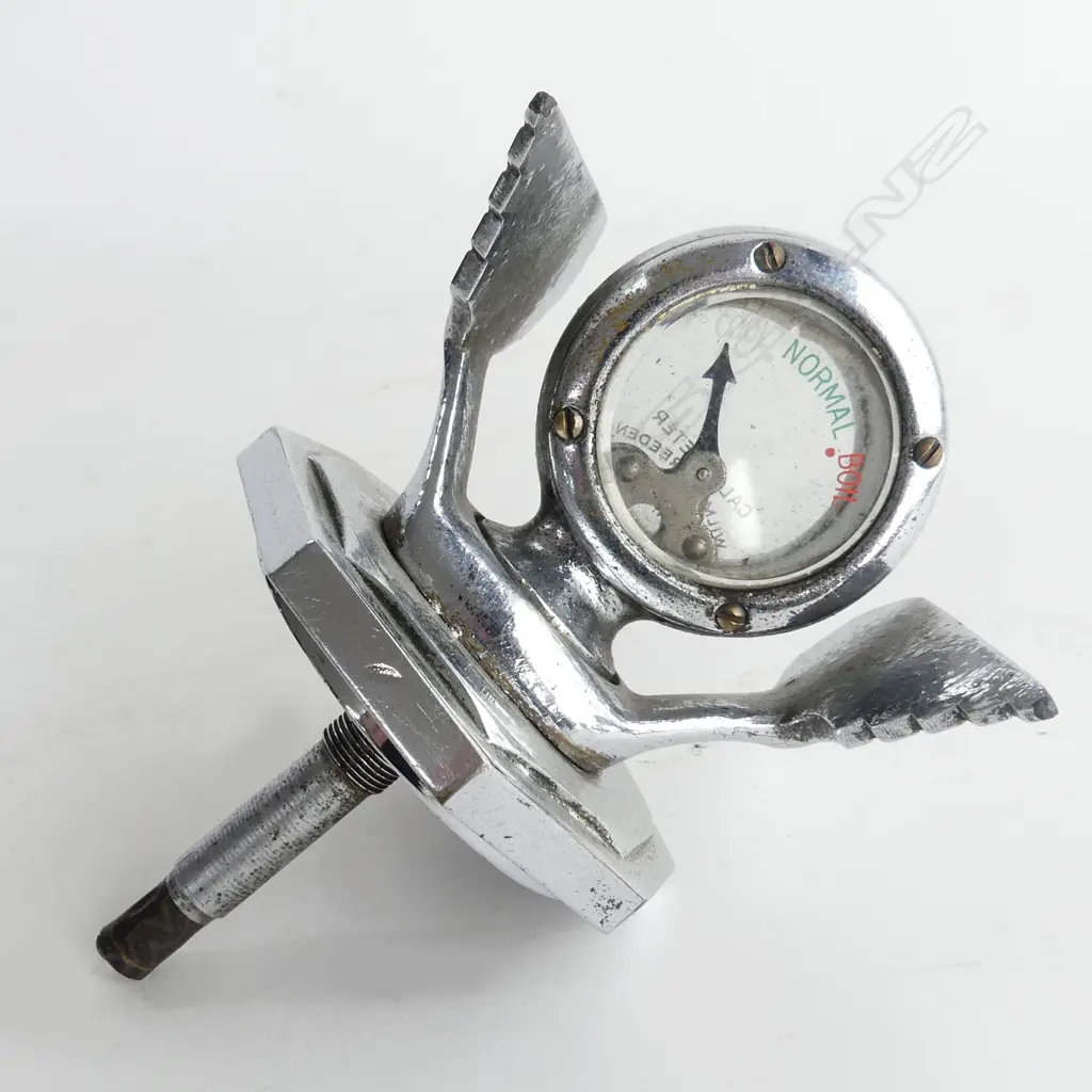 Wolseley chrome winged calorimeter radiator temperature gauge car mascot, Image 1++