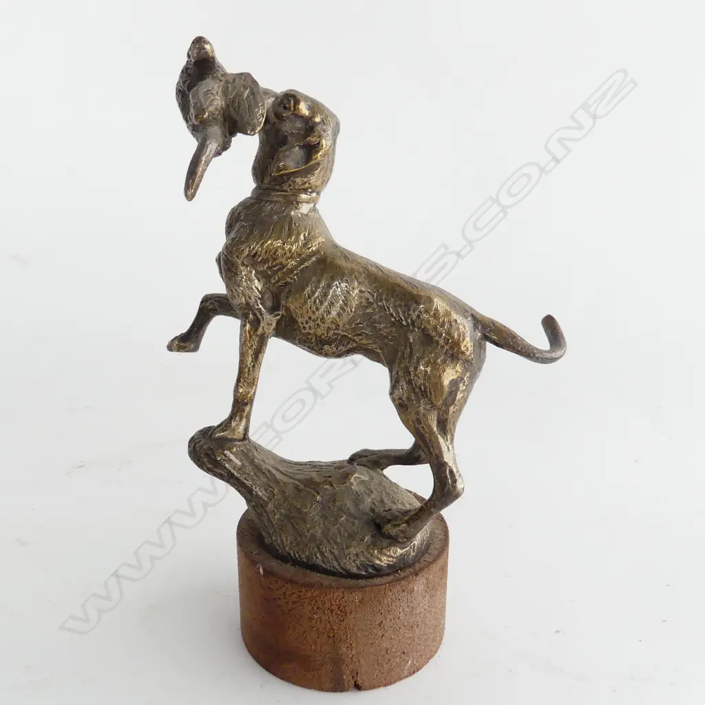 Vintage bronze plated hunting dog car mascot, Image 1++
