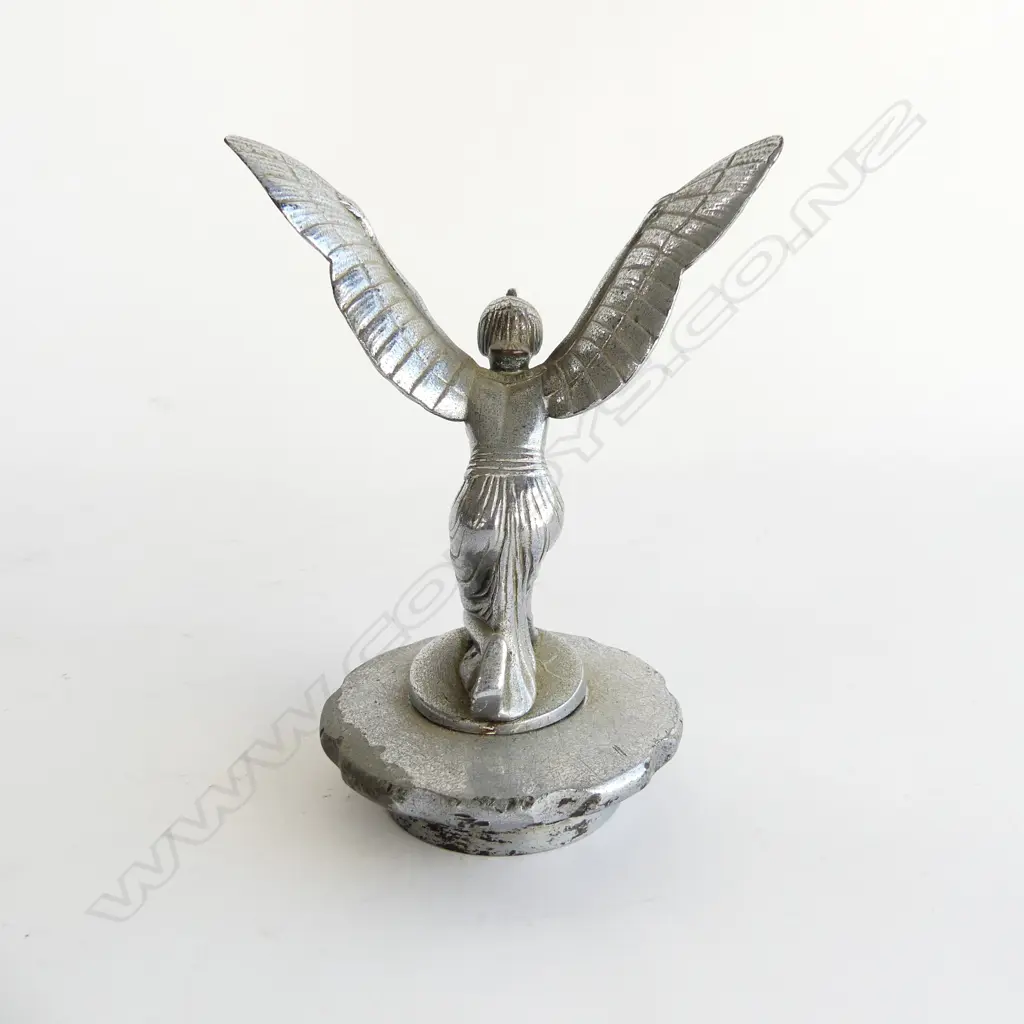 Vintage chromed Egyptian winged woman car mascot, Image 1++