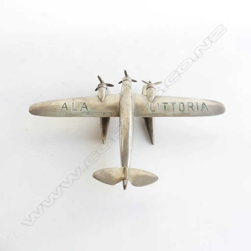A c.1930s Italian Ala Littoral airways silver plate float plane, Image 1++