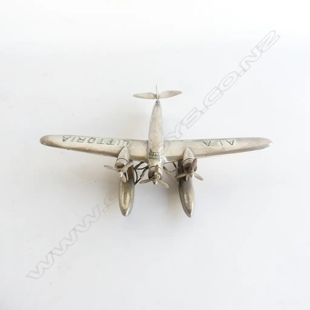 A c.1930s Italian Ala Littoral airways silver plate float plane, Image 1++