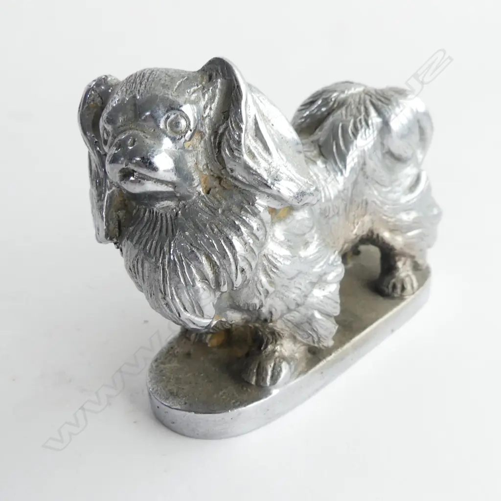 Chromed Pekinese dog car mascot, Image 1++