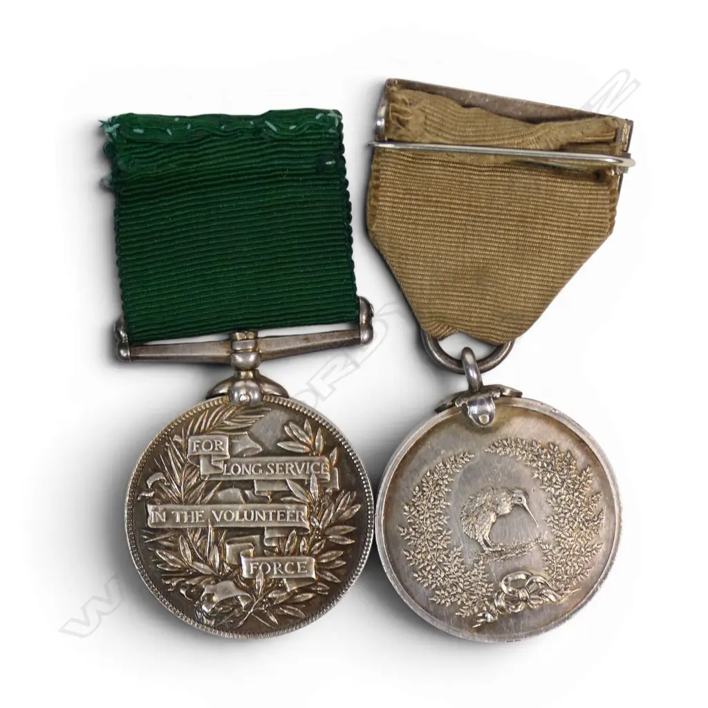 Two Colonial Volunteer Forces Long Service Medals to Thomas Douglas Leitch - Farrier 8th NZ Mounted Rifles; Sth. Is. Regt. H-Sqdn. 10th Contgt., Image 1++