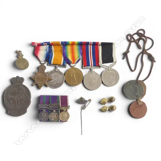 WW1/WW2 ANZAC trio & pair; medallion; insignia; tags and badges; plus miniatures trio of Malay/Borneo medals to a Gallipoli sharpshooter (also see following lot),