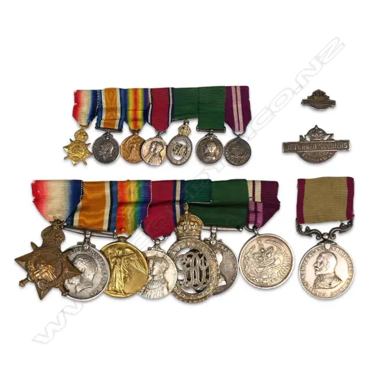 WW1 Trio with Colonial Medals and RSA badges of one of three brothers who served; the sons of Col P MacKenzie the founder of the renowned Walter Peak Station near Queenstown,