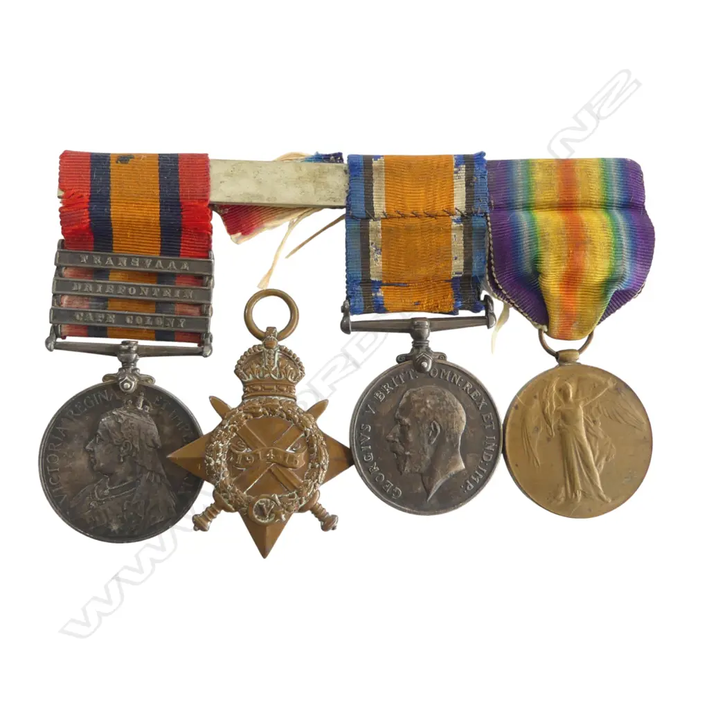 QSA with 3 clasps and NZEF trio to South African born Albert Sytner who served in the Sinai; Dardanelles and Europe, Image 1++