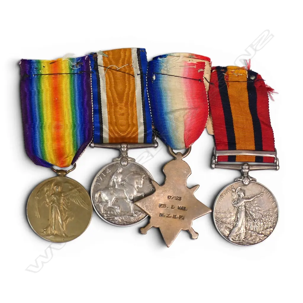 QSA with 1 clasp and WW1 trio to a NZ Vet. Corps member, Image 1++