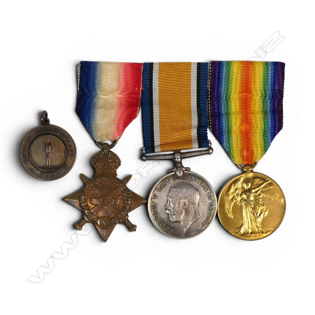 WW1 Trio to an Auckland Sergeant and his rare 1913 Wharf Strike Foot Specials medal, Image 1++