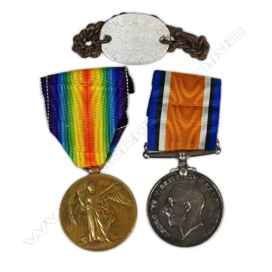 WW1 medals with ID tag and Memorial Plaque to Rifleman William Green who was killed in action at Messines,