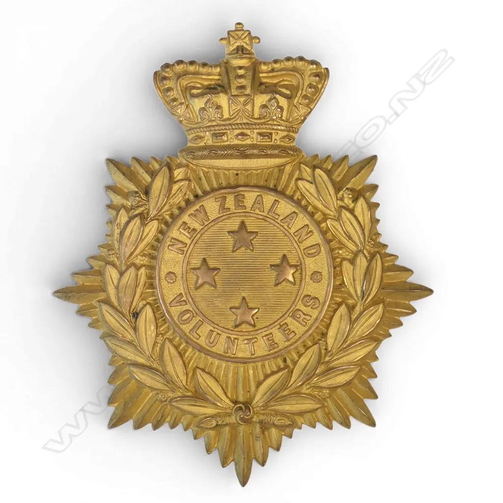 NZ VOLS HELMET PLATE 1895 GENERAL ISSUE. 4 STARS. QVC. Bra Image 1++