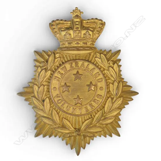 NZ VOLS HELMET PLATE 1895 GENERAL ISSUE. 4 STARS. QVC. Bra