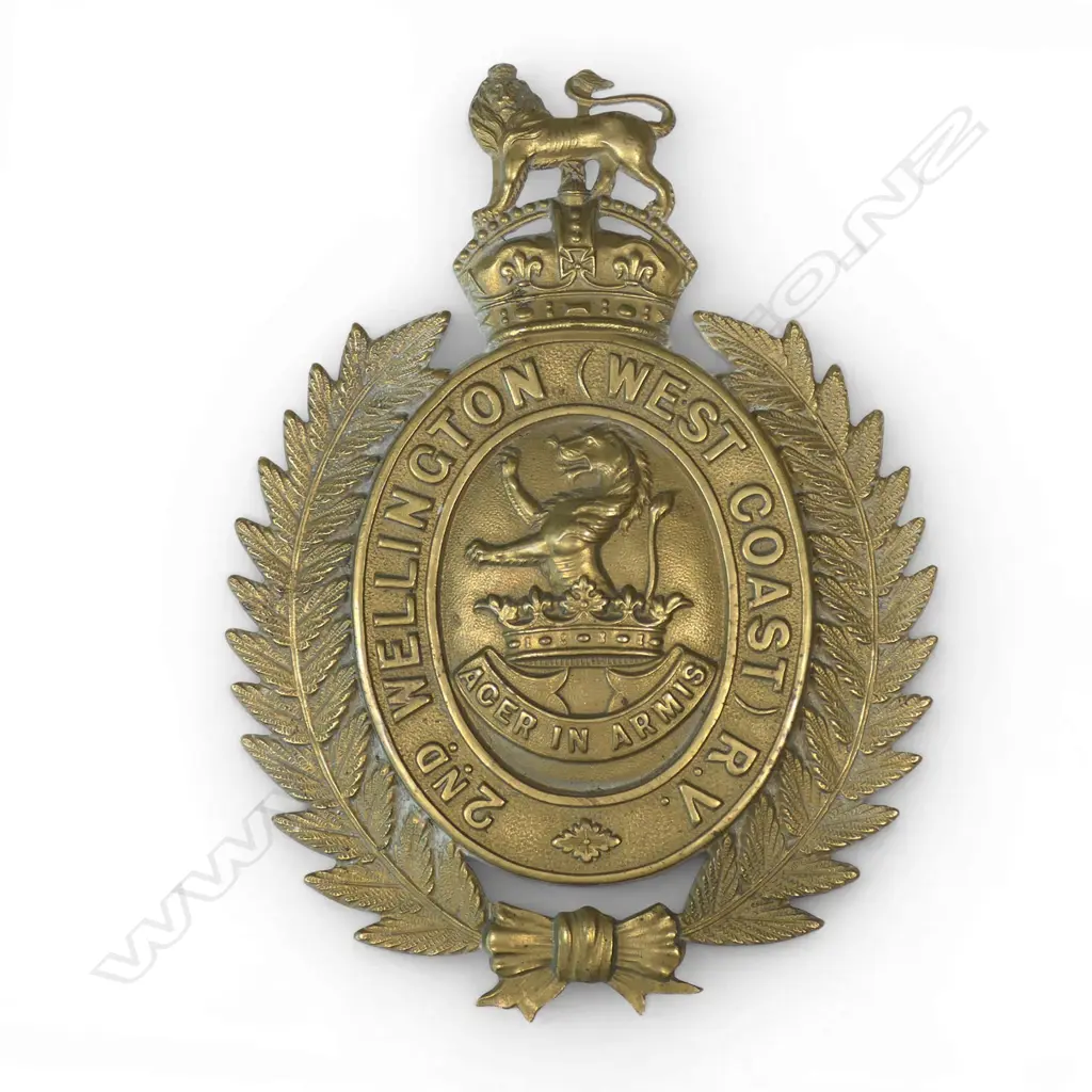 (2/217 OLDHAM) 2nd BATTN, WGTN (WEST COAST) RIFLE VOLS HELMET PLATE, KC, Bra Image 1++