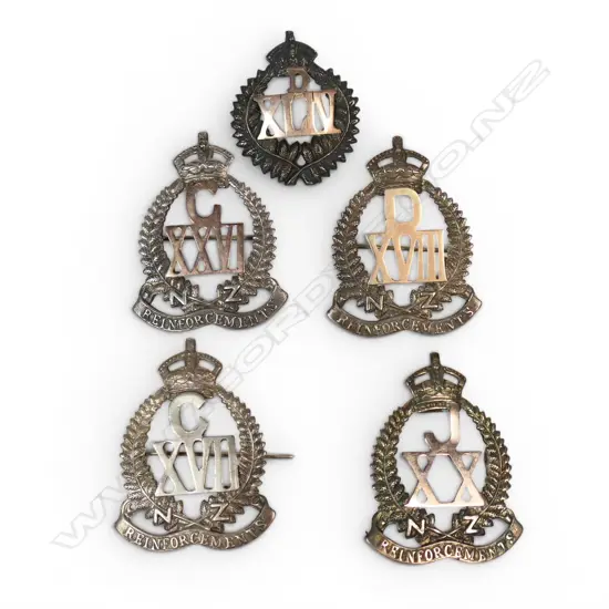 3 x 9ct GOLD & SILVER + 2 SILVER REINFORCEMENTS SWEETHEART BADGES