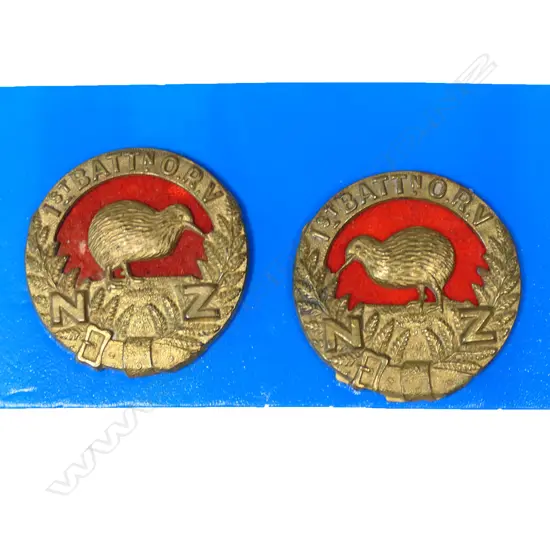 2/178 2/179 OLDHAM $500 1st Bn OTAGO RIFLE VOLS COLLAR BADGES (left & right), Bra.
