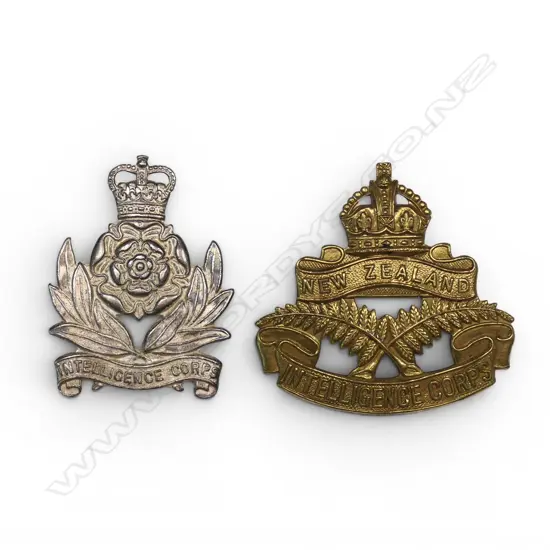 8/179 8/181 OLDHAM $575 INTELLIGENCE CORPS CAP BADGE, KC, Bra + BRITISH TYPE QC, Silvered
