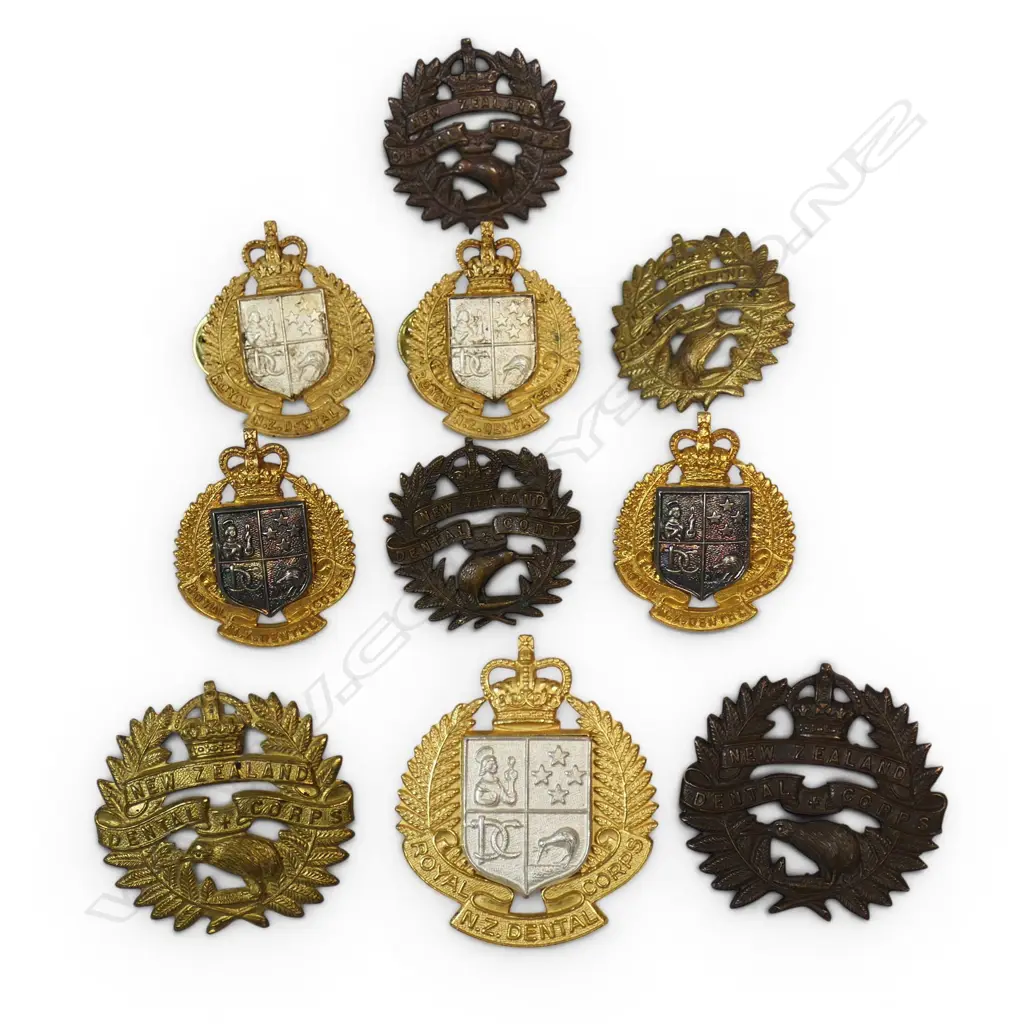 8/114 etc VARIOUS CAP & COLLAR BADGES NZ DENTAL CORPS Image 1++