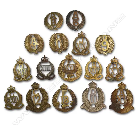 OLDHAM $2220. 16 x REINFORCEMENT BADGES 6th to 20th + 23rd Reinforcements)