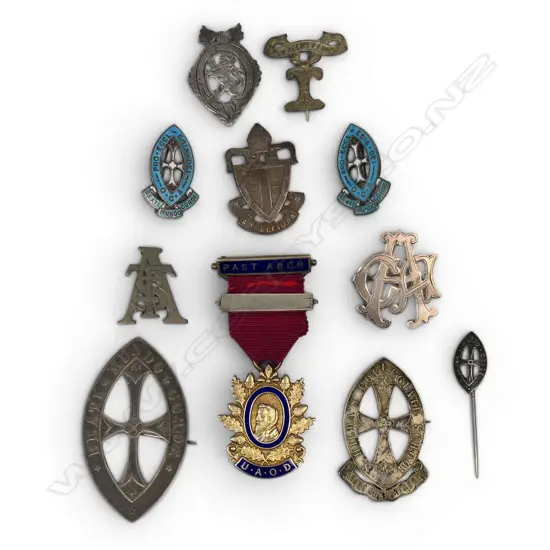 10 SILVER & PLATED SCHOOL & NZ SILVER GILT DRUIDS MEDAL by MAYER & KEAN