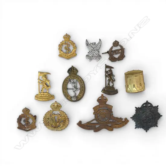 11 VARIOUS NZ CAP/COLLAR BADGES INCL ASC, DRUMMER, SIGNALS, ARTY, MEDICAL, ETC