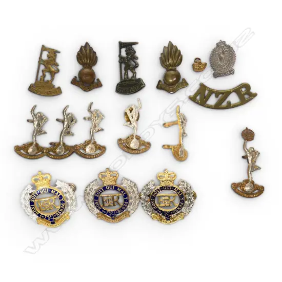 15 VARIOUS NZ CAP/COLLAR BADGES, TITLE ETC