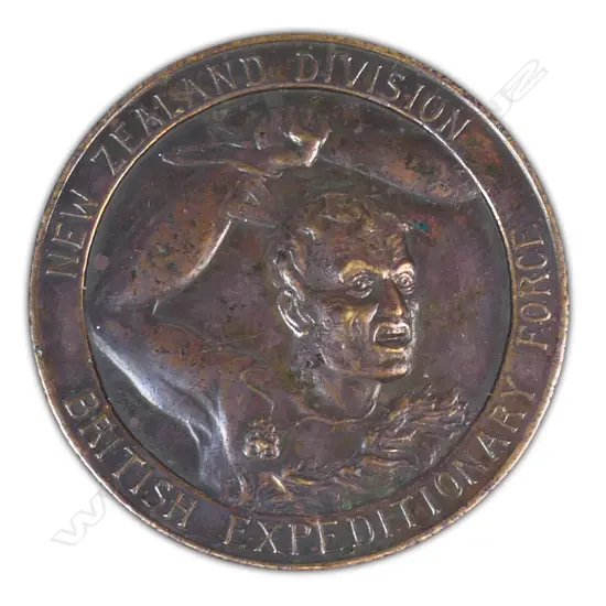 Scarce New Zealand Division British Expeditionary Force bronze medallion by Spink London to a Signaller who died on the Western Front,