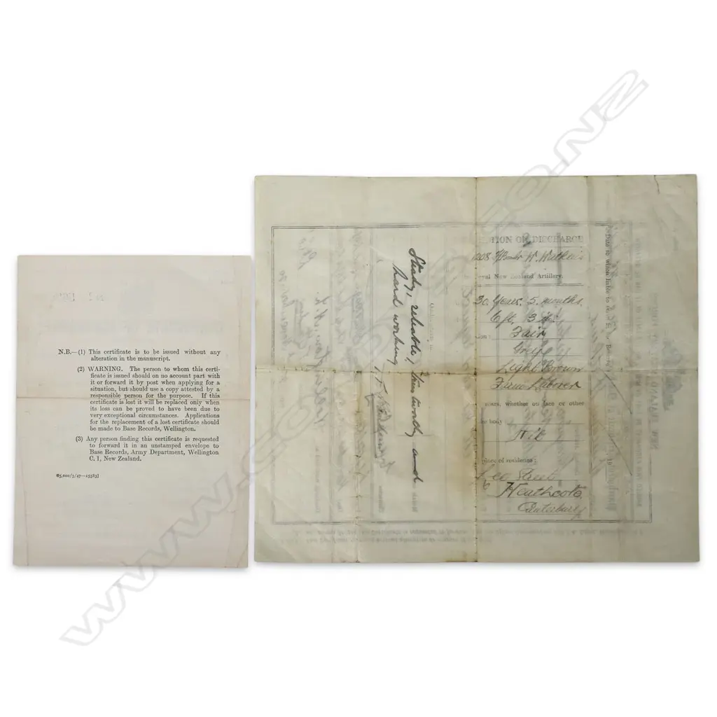 Three Discharge Certs To William Watkins WWI & WWII Image 1++