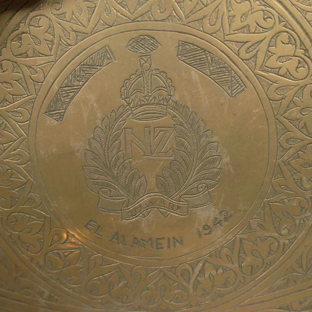 NZ engraved WWII brass 'trench art' dish & bowl, Image 1++