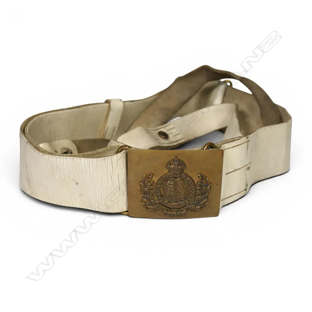 A white leather military sam browne belt, Image 1++