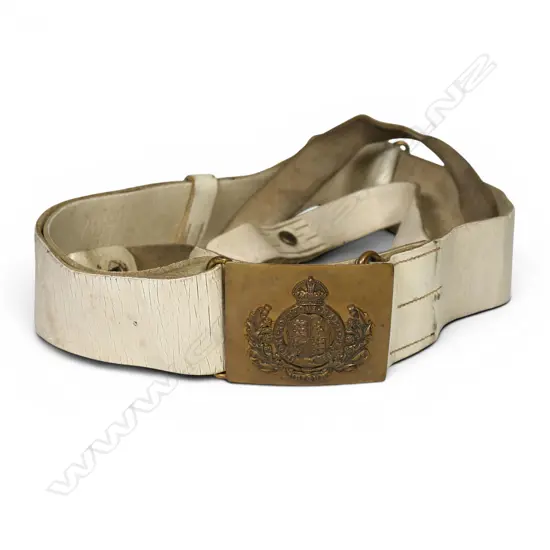A white leather military sam browne belt,