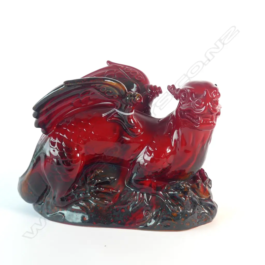 R DOULTON FLAMBE GRIFFIN, LARGE, INITIALLED A.M. W.250mm Image 1++