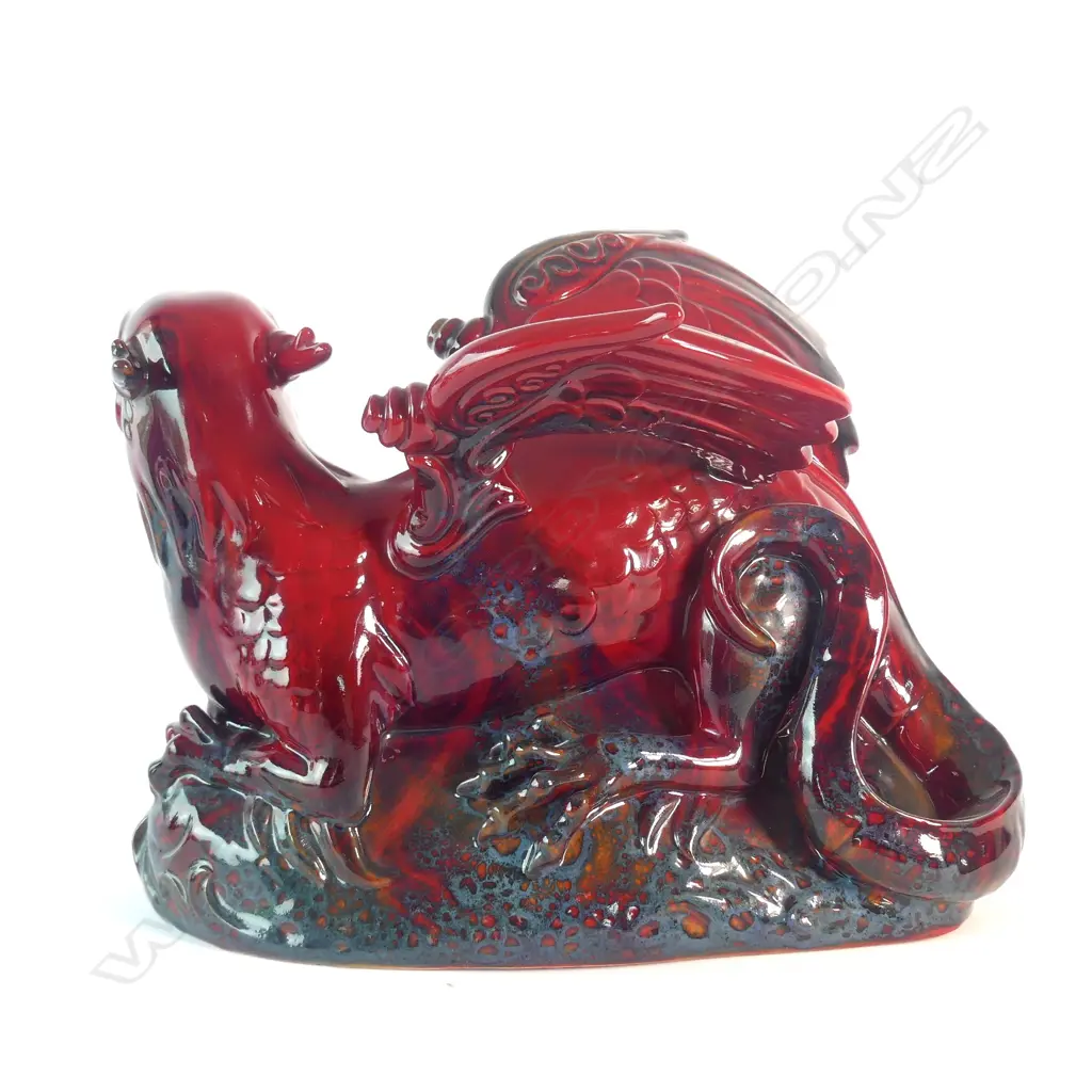 R DOULTON FLAMBE GRIFFIN, LARGE, INITIALLED A.M. W.250mm Image 1++