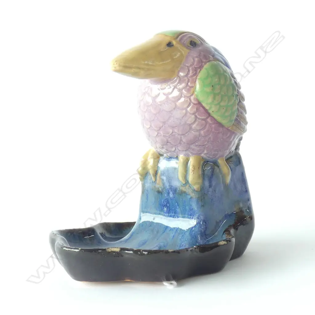 DOULTON LAMBETH STONEWARE WALLY BIRD PIN TRAY (BEAK BROKEN OFF & RESTUCK, MINOR CHIPS TO RIM) H.100mm Image 1++