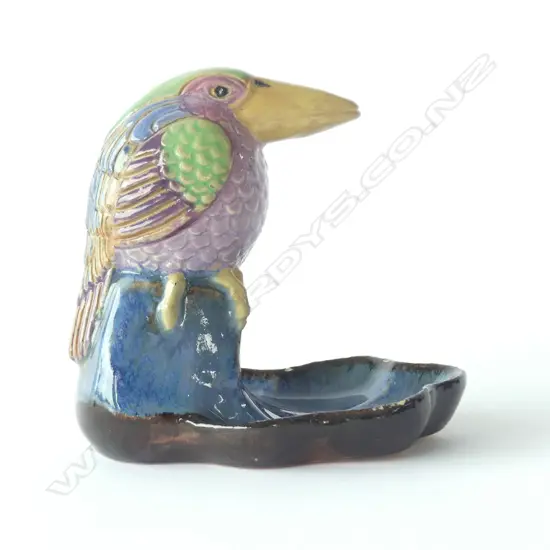 DOULTON LAMBETH STONEWARE WALLY BIRD PIN TRAY (BEAK BROKEN OFF & RESTUCK, MINOR CHIPS TO RIM) H.100mm