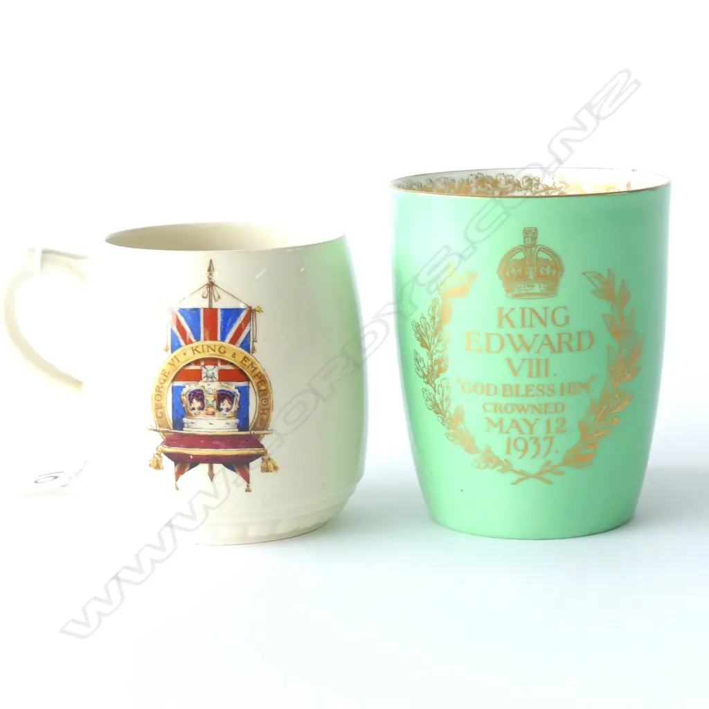 DOULTON BEAKER & MUG, "CORONATION GEORGE VI 1937", TALLEST H.100mm Image 1++