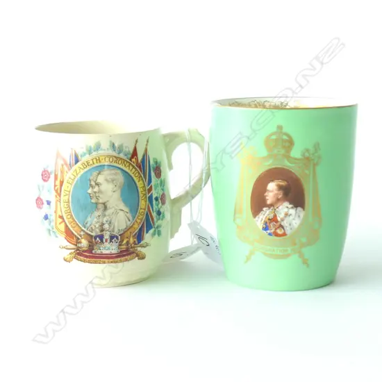 DOULTON BEAKER & MUG, "CORONATION GEORGE VI 1937", TALLEST H.100mm