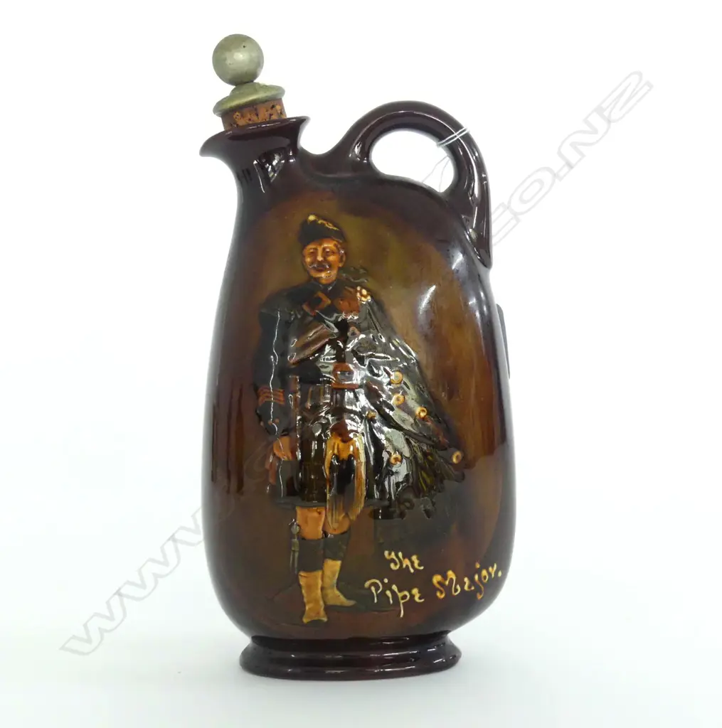 DOULTON KINGSWARE FLASK; "THE PIPE MAJOR" FOR DEWAR'S WHISKY. H.215mm Image 1++