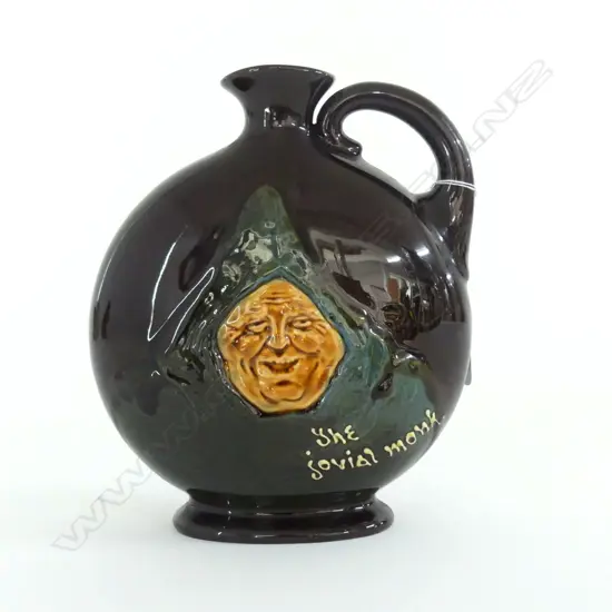 DOULTON KINGSWARE FLASK; "THE JOVIAL MONK" FOR DEWAR'S WHISKY. H.190mm